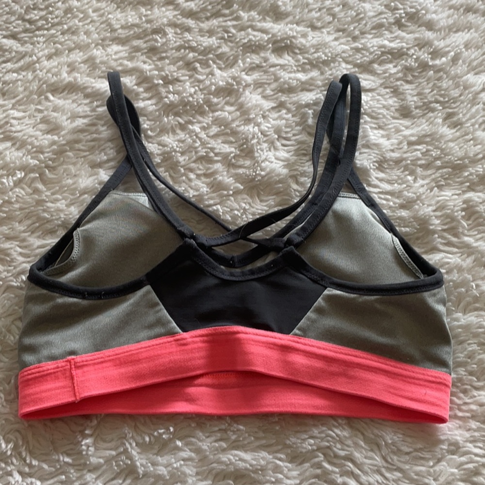 Nike Pro Dri Fit grey/coral sports bra - Picture 2 of 3